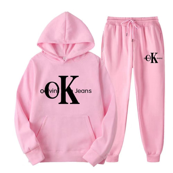 Naisten kaksiosainen verryttelypuku pitkähihaisella crop top -setillä Pinkki Pink M