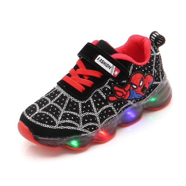 Nya Spiderman Led Mesh Sneakers Flickor Pojkar Barn Luminous Glowing Sneakers Skor för Pojkar Flickor Lighted Led Baby Barn Skor Red 22