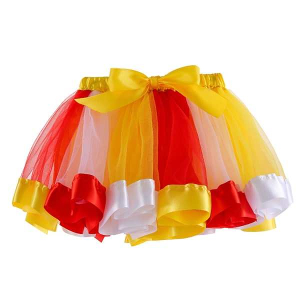 Tutu-kjol för små flickor, regnbågsfärgad kjol med lager, elastisk danskjol med band för flickor 0 till 8 år Bright Red Yellow M