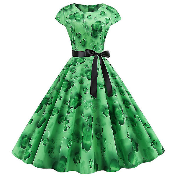 Naisten St. Patrick's Day Retro Lyhythihainen Iso Hame Mekko COLOR2 L
