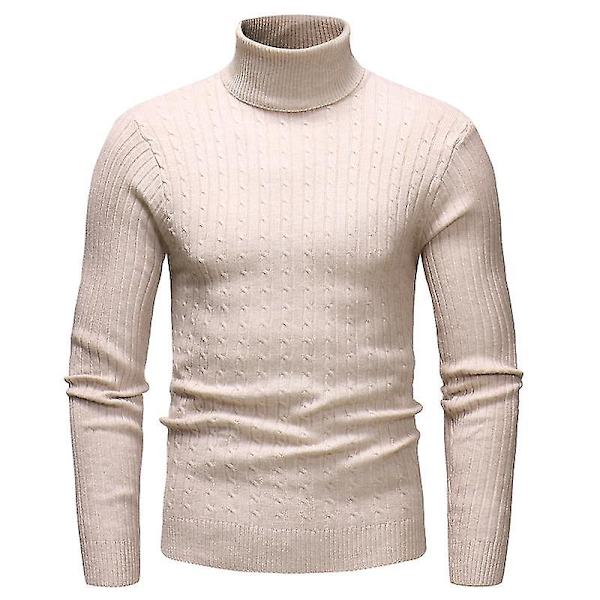 Hög rullande polotröja i stickat för män Beige M