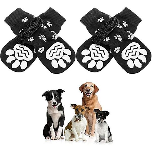 2 par halkfria hundstrumpor, hundstrumpor med grepp och remmar för bättre grepp inomhus på hårda golv Size M