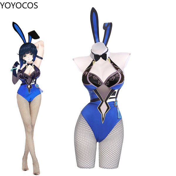 Yelan Bunny Cosplay Kostymer Genshin Impact Cosplay Anime Halloween Spel Flickor Gåvor Blue L