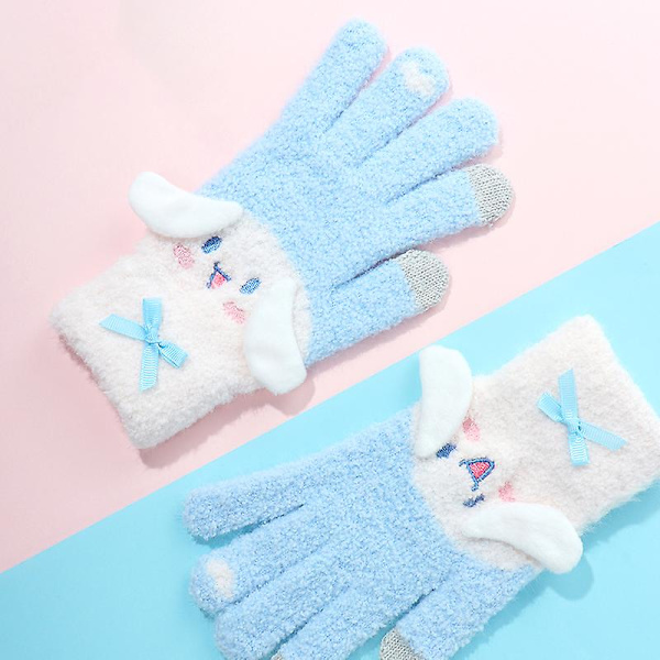 Kawaii Kuromi My Melody Cinnamoroll Varm Vantar Dam Vinter Sanrioed Anime Cartoon Plysch Stickade Vantar 2