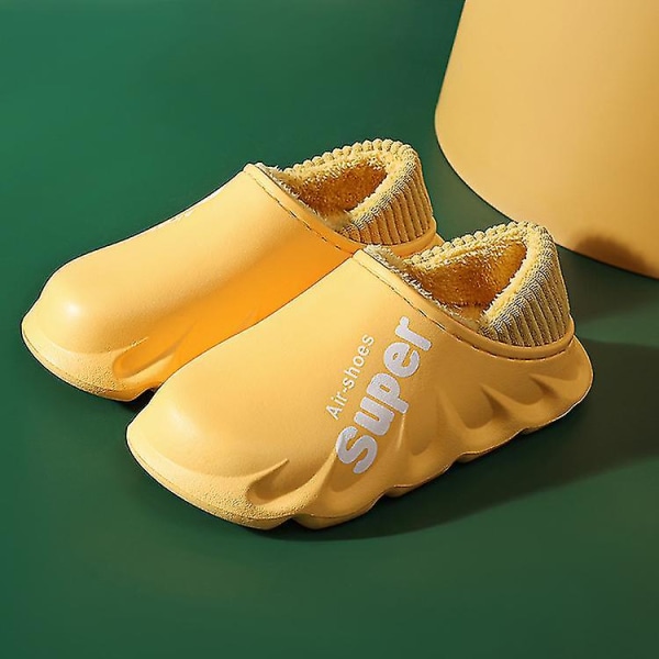 Snøtøfler Vinter Varme Slipp På Plysj Sko Vanntett Anti-skli Lav Topp Flate Sko Yellow 45-44(Suitable for43-44)