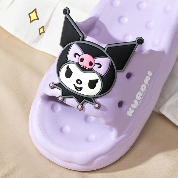 Kuromi Tohvelit, Söpöt Sarjakuva Kuromi Kawaii Tohvelit Liukuesteelliset Suihkutohvelit Kotitohvelit L 38-39