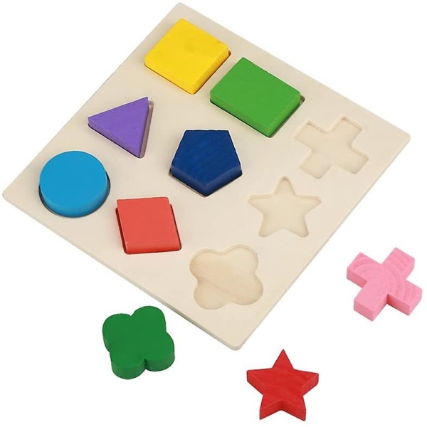 Trä Geometri Pussel Byggsten Färgglad Tidig Utbildning