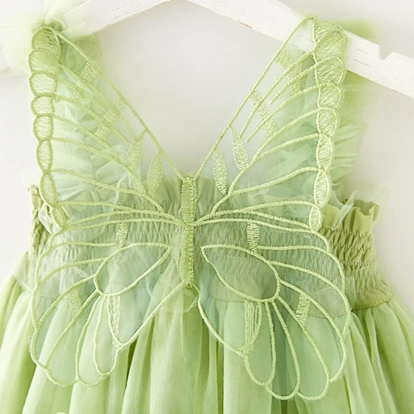 Toddler Baby Ärmlösa Butterfly Wing Klänningar Fairy Tylle Klänning Barn Dans Fest Prinsess Klänningar Green 130cm