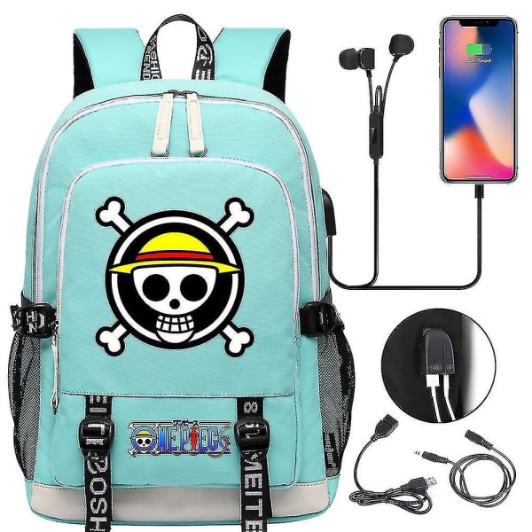 Skolväska för tonåringar - One Piece-tryckt USB-skolryggsäck för män och kvinnor - Casual reseryggsäck 4