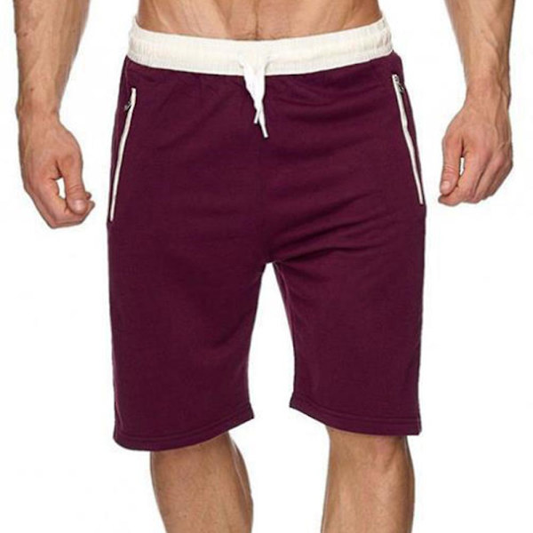 Miesten yksiväriset kiristysnyörilliset rantashortsit kesään, rennot joustavavyötäröiset uimahousut Wine Red 3XL