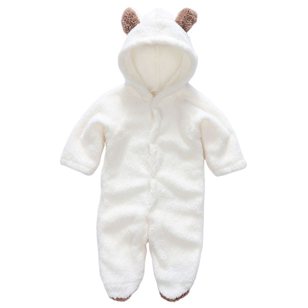 Nyfödd Romper Jumpsuit med Huva Bekväm att Bära med Söt Djurdesign för Födelsedagspresenter och Nyårspresenter White 6-9m