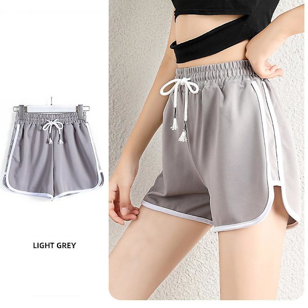 Sykkelshorts for kvinner Y2k Sommer Løse Sportsshorts Gym Trening Casual Dame Shorts Høy Midje Fitness Trekvart Bukser Grey L