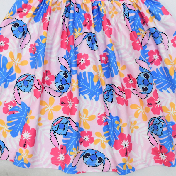 Tecknad Lilo Stitch Flickklänning Flickor Flygande Ärmar Klänning 88234 130cm