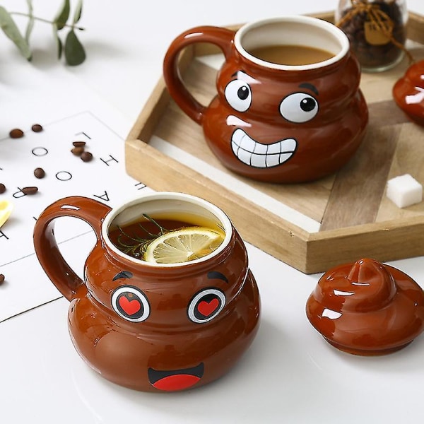 Söt bajs keramik vattenmugg Bajs mugg Bajs skämtgåva Smiling face