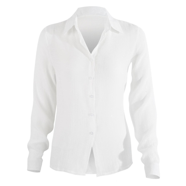 Dam V-ringad T-shirt Långärmad Knäppning Blusar Toppar White L