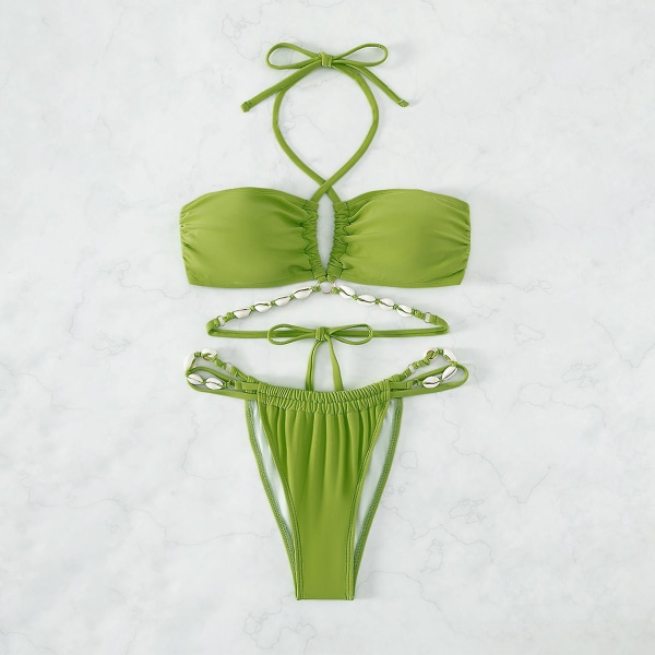 Slank Sexet Hul Skal Bikini Kvinder Snøre Skal Strop Bikini 2 stk. Push Up Badedragt Badetøj M