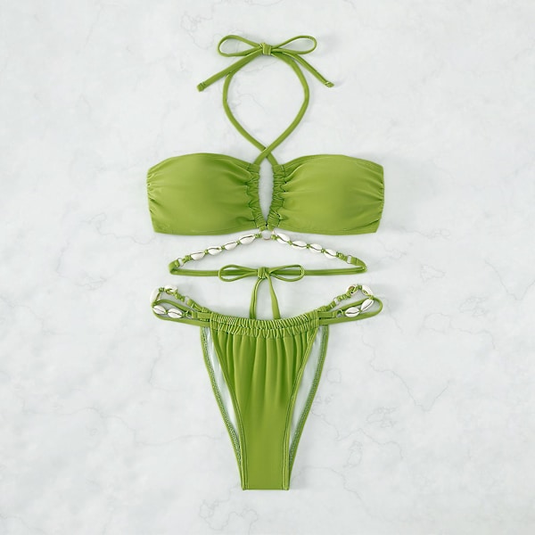 Slank Sexet Hul Skal Bikini Kvinder Snøre Skal Strop Bikini 2 stk. Push Up Badedragt Badetøj S