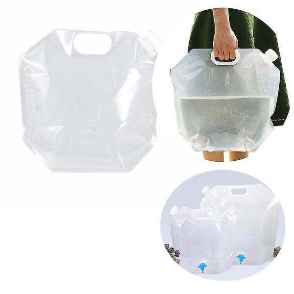 Bärbar vattenväska Vikbar nödfallsöverlevnad hopfällbar vattenbehållareväska Camping Vandringsryggsäck White 10L