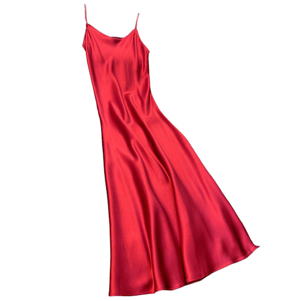 Ærmeløse Bodycon Kjoler til Kvinder Forår Spaghetti Satin Lange Kjoler Til Privat Strand Pool Party Red 4XL