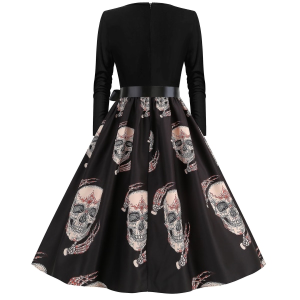 Halloween Kostume Kjoler Dame Skelet Græskar Trykt Casual Hem Kjole Fest COLOR 3 3XL