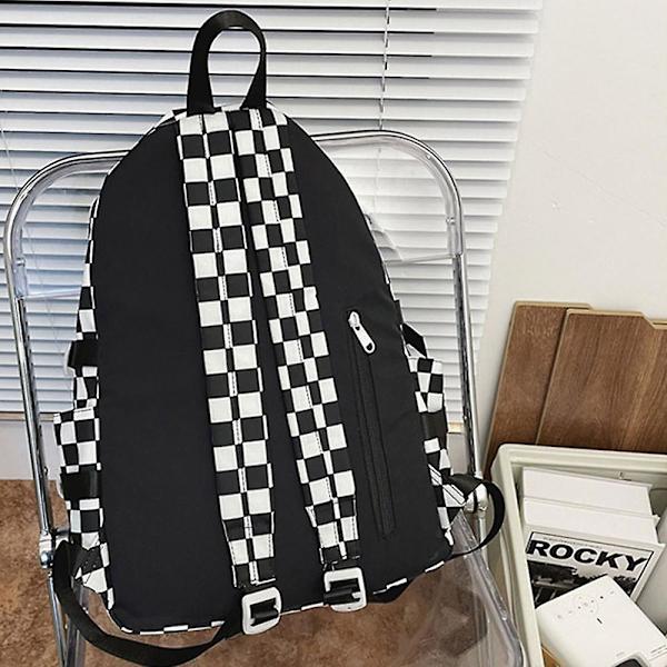 Liten Design Sense Ryggsekk Dame Rutete Student Ryggsekk Stor Kapasitet Videregående Skole Skolesekk black