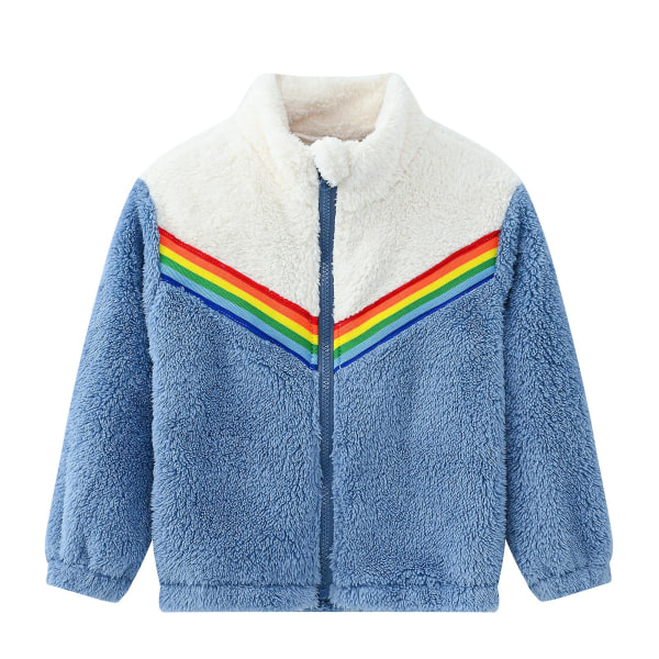 Flickor Långärmad Fleece Jacka Bekväm Och Andningsbar Lämplig För Bebis Barn Småbarn White Blue 90