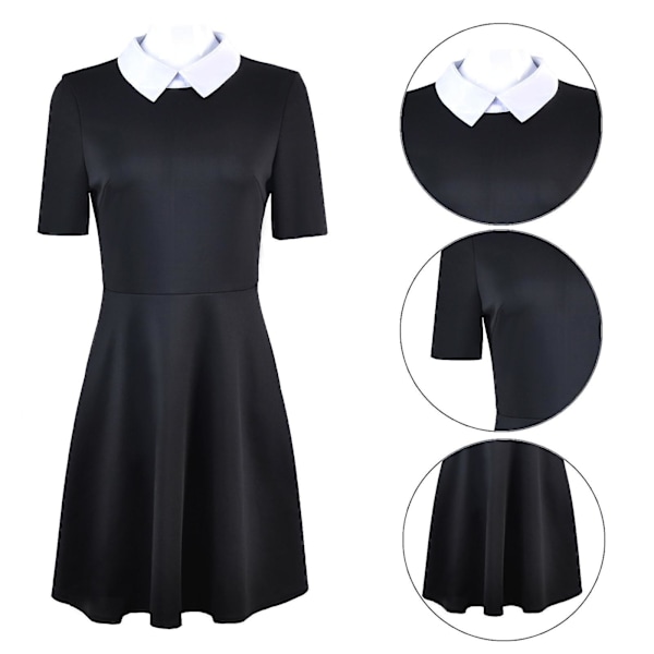 Addams Family Flickans Wednesday Addams Cosplay-dräkt.t M