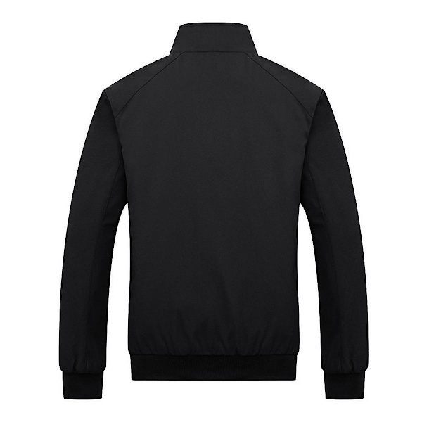 Herre Ensfarvet Løs Casual Jakke Black 4XL