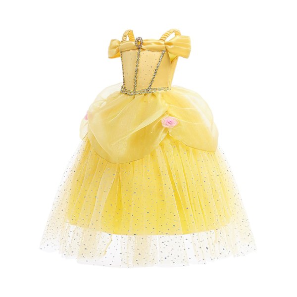 Prinsessan Belle Klänning Barn- och Flickklänning Skönheten och Odjuret Cosplay Performance Kostym 100CM