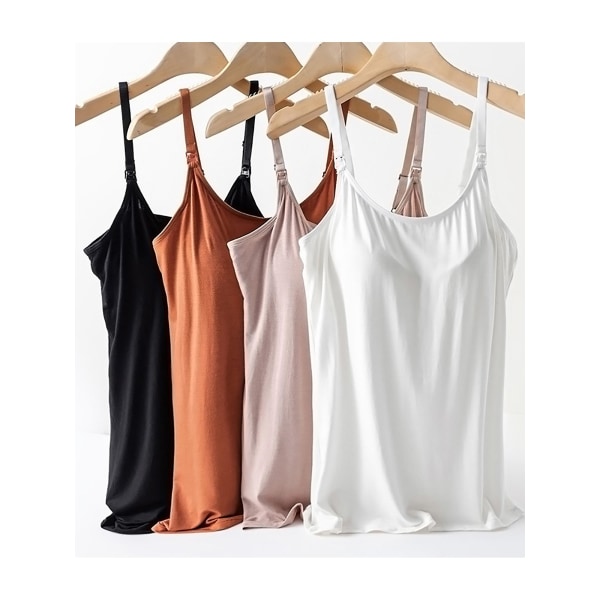 Amme Camisole Lingeri til Gravide Justerbare Stropper Indbygget Pad Vest Top Undertrøje Loungewear Grey L