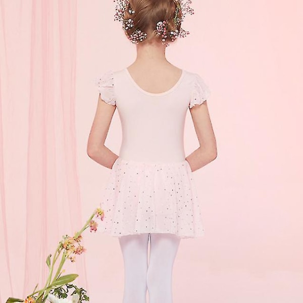 Flickor med volangärm Balettdansklänning Tutu Kjolar Leotard Pink 140cm