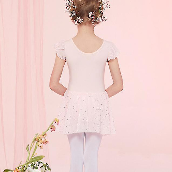 Tyttöjen röyhelöhihainen balettitanssimekko Tutu-hameella varustettu trikoo Pink 140cm