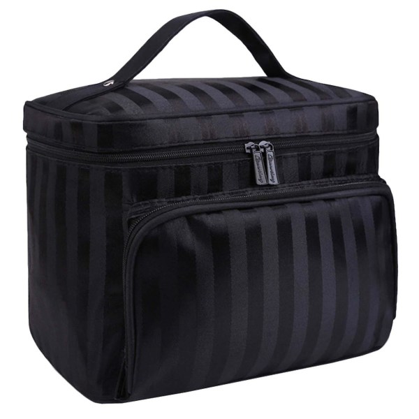 Kvinnor stor kosmetisk smink resor Toalettväska Portable Case Organizer Handväska Black