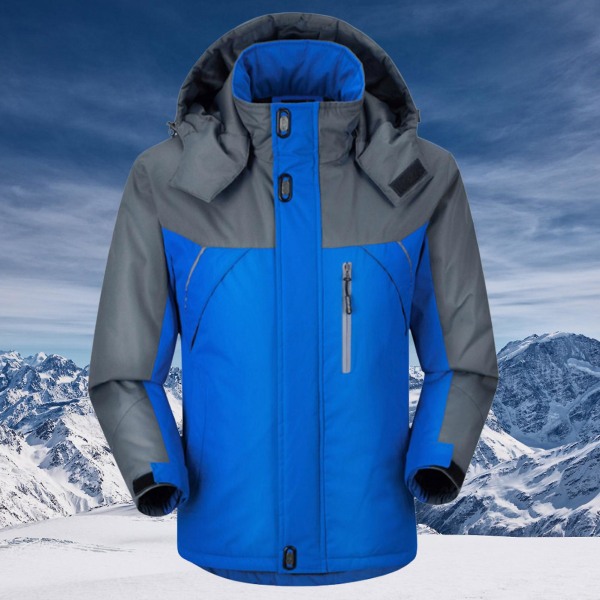 Ski Snow-jakke for menn og kvinner, fleeceforet varm jakke lett hette vindtett frakk for utendørs fotturer og klatring Red 4XL