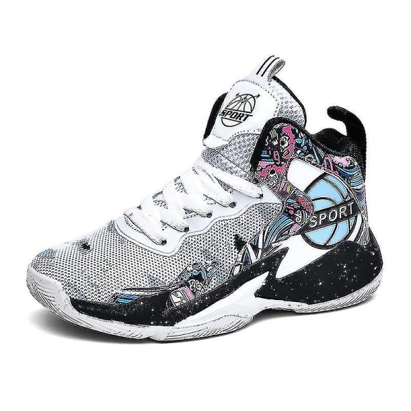 Børne Basketballsko Åndbare Sneakers Drenge Piger Sportssko Yj8768 WhiteBlack 40