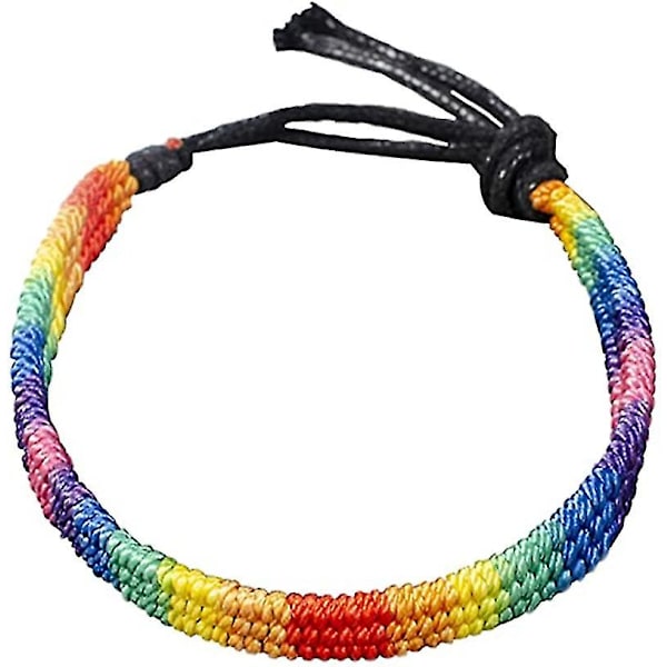 Sex Färger Regnbåge Handflätat Armband Vänskapsarmband Pararmband - 2 st