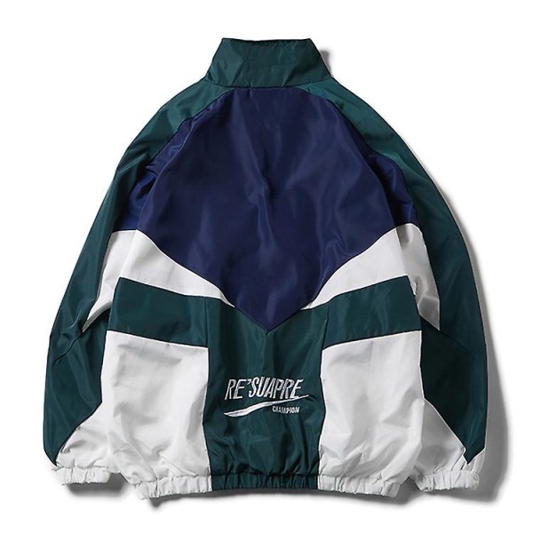 College-tyylinen varsity-takki miehille, kevät, kirjainbrodeeraus, bomber-takki, rento, katumuoti, löysä, tilkkutäkki, vetoketjutakki naisille, pariskunnille Green S 40 to 47kg