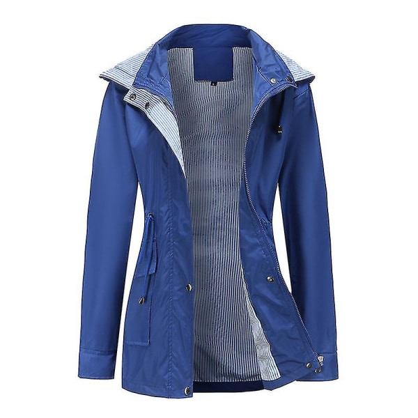 Vanntett Damejakke Vindjakke Regnjakke Hettejakke med Glidelås Navy Blue XXL