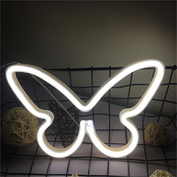 Fjäril LED Neon Skylt Bordslampa Nattlampa USB Neonlampa För Sovrumsinredning White