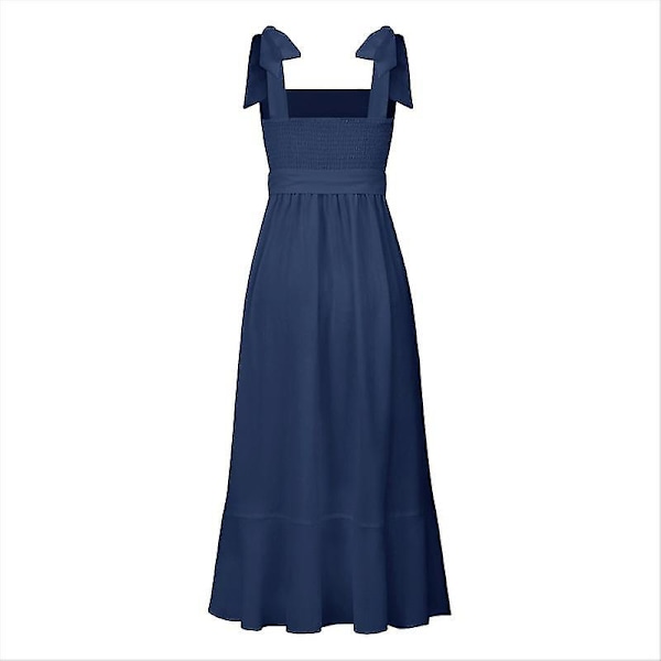 Eleganta Tärnklänningar för Kvinnor, Fyrkantig Halsringning, Delad Midi Formell Klänning Navy M