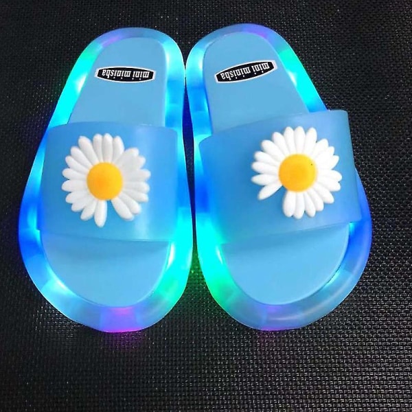 Kid's Unicorn Tofflor Luminous Super Cute Tofflor Glow In The Dark Sommarsko Blue Chrysanthemum 24-25