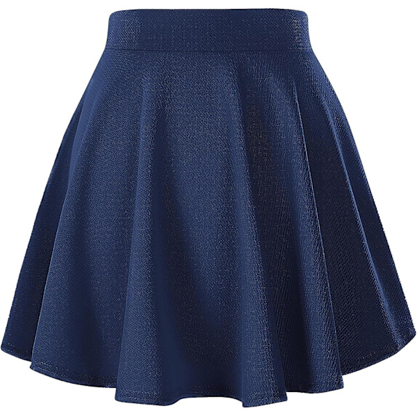 Naisten yksinkertainen monikäyttöinen joustava levenevä rento mini skater -hame Navy Blue M