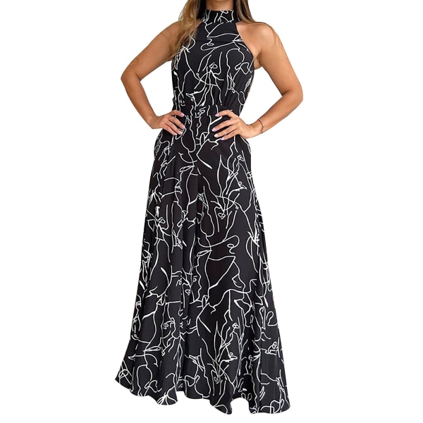 Elegante jumpsuiter for kvinner, vide ben, lange bukser med ermeløs topp for daglig bruk, klubbfest, ball, hjemkomst Black 2XL