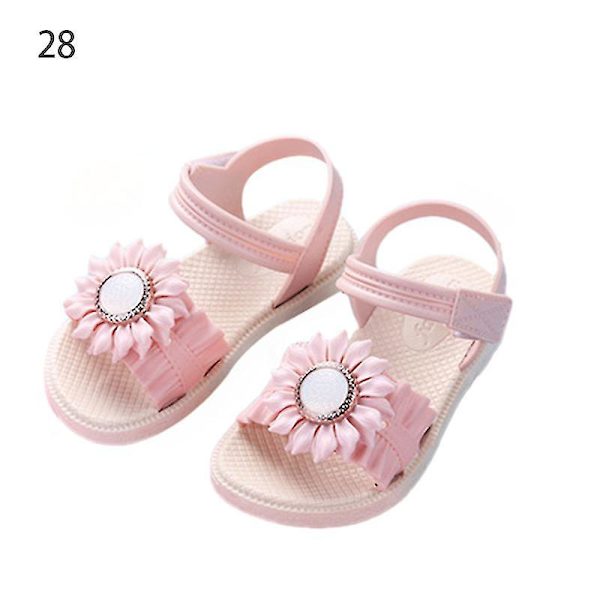 Pigesandaler med åben tå, margueritblomst, sommerstrandsko med PVC-sål, skridsikre Apricot 28