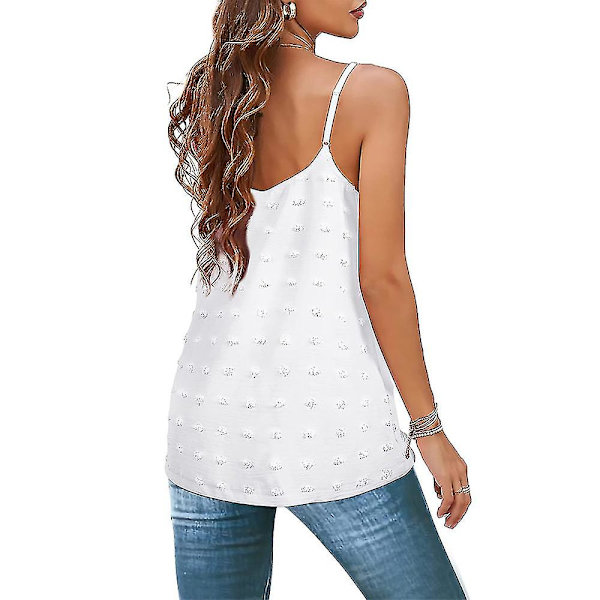Dame Ensfarget Sommer Casual Ermeløs Camisole Løs Sling Tanktopp White M