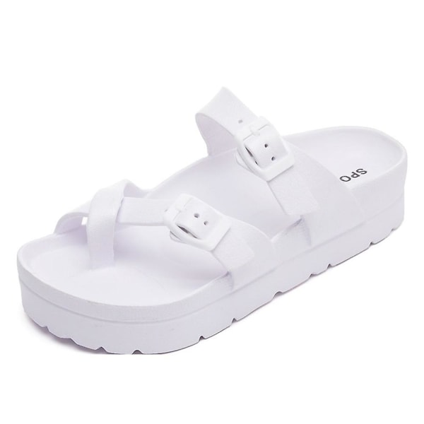 Dam Casual Enfärgad Platåsandaler Lätta Halkfria Strandskor För Daglig Användning White 36