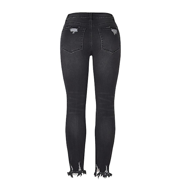 Naisten Kulutetut Boyfriend-farkut Repaleiset Housut Slim Fit Black M