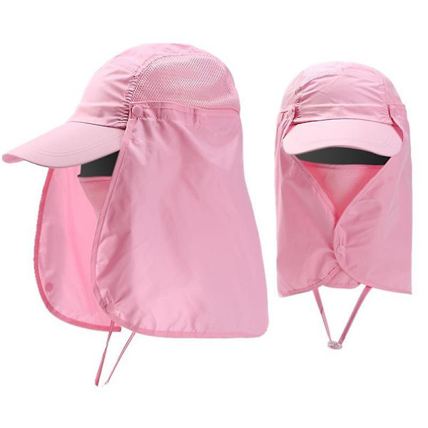 Utomhus UV Solskydd Vandringskeps Nackskydd Ansiktsskydd Bredbrättad Hatt Sommar Pink