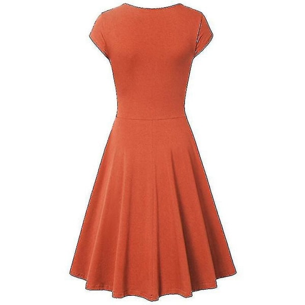 Dame Kortærmet Slå-om Kjole Orange 3XL