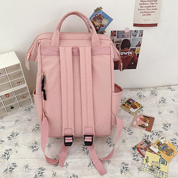 Ryggsäck för Kvinnor Tonåringar Flickor Kawaii Söt Björn College Studenter Rese Casual Skolväska Pink